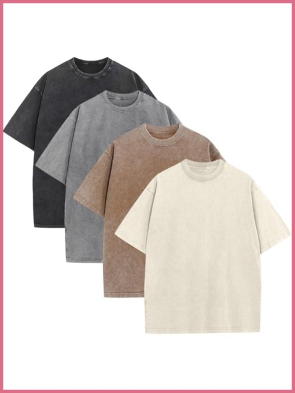 Men's Oversized Acid Wash Cotton Loose Fit Crew Neck T-Shirt